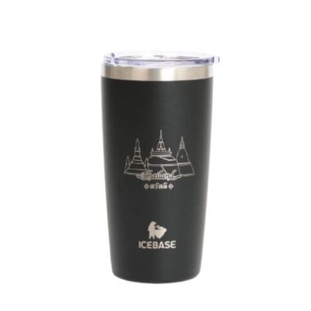 แก้วเก็บความเย็น ICEBASE รุ่น VLS-702BK (THAI CULTURE) ขนาด 600 มิลลิลิตร สีดำ